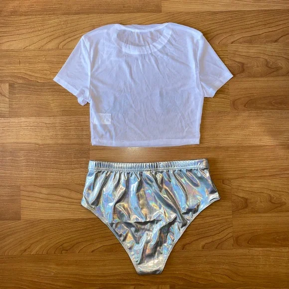 Reflective Silver Butterfly Mesh Rave Set - Picture 5 of 5